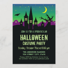 怖い不気味な幽霊のよく出るハウスハロウィーンの衣装パーティー 招待状