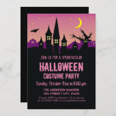 怖い不気味な幽霊のよく出るハウスハロウィーンの衣装パーティー 招待状 (正面/裏面)