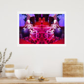 怖い不気味な骸骨のアート2つ ポスター (キッチン)