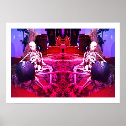 怖い不気味な骸骨のアート2つ ポスター (正面)