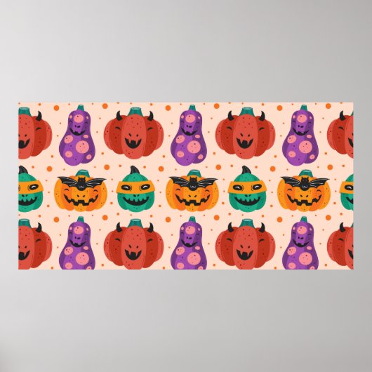 怖い不気味コスチュームのカボチャハッピーハローウィン ポスター (正面)