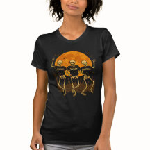 怖い不気味スケルトン半開きTシャツ – 踊り