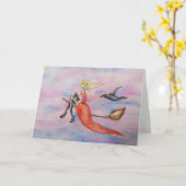 怖い不気味ハロウィーン魔女カード カード (黄色い花)