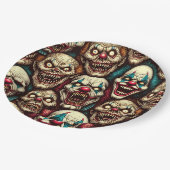 怖い不気味ピエロゾンビハロウィーン ペーパープレート (アングル)