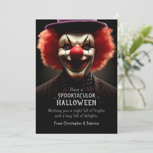 怖い不気味ピエロハロウィングリーティング シーズンカード (スタンド正面)