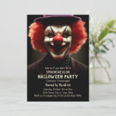 怖い不気味ピエロハロウィーンの衣装パーティー 招待状 (スタンド正面)