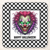 怖い不気味ピエロハロウィーン紙コースター スクエアペーパーコースター (正面)