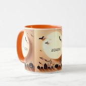 怖い不気味不気味なハロジャックスブラックこうもりオレンジ マグカップ (正面左)