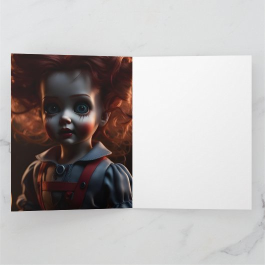 怖い不気味不気味なホラーハロウィーンをテーマにした人形 カード (内部)