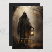 怖い不気味死神の大人ハローウィンパーティ 招待状 (正面/裏面)