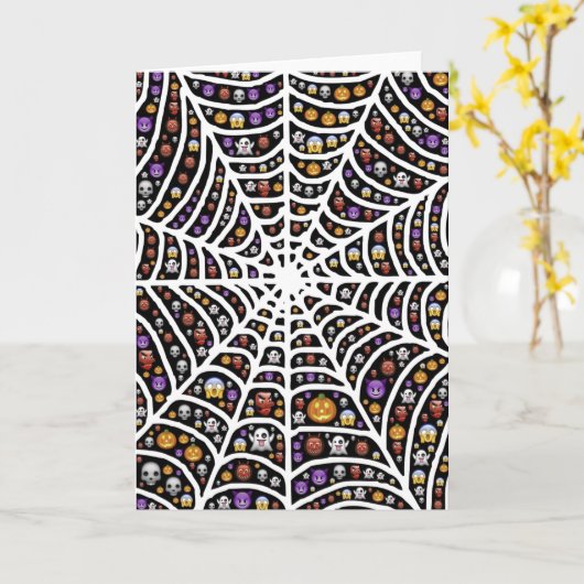 怖い不気味Cobweb Collageグリーティングカード カード (黄色い花)
