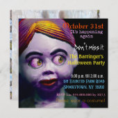 怖い人形不気味なハロウィーン 招待状 (正面/裏面)