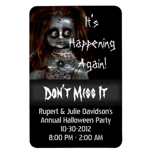 怖い人形怖いハロウィーンのリマインダー マグネット (縦)