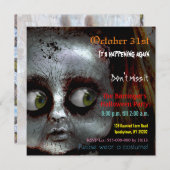 怖い人形怖いハロウィーンセミグロス招待状 招待状 (正面/裏面)