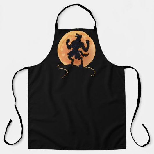 怖い人狼のハウリングトリックまたはハロウィーンの治療 エプロン (正面)