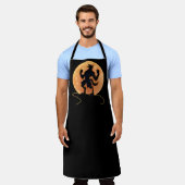 怖い人狼のハウリングトリックまたはハロウィーンの治療 エプロン (着用した状態)