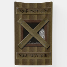 怖い偽の壊れたウィンドウと幽霊あなたのテキスト 横断幕