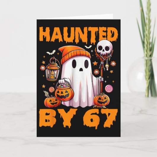 怖い六七 6 7 ミーム 67 スケルトンの手 ハロウィン カード (正面)