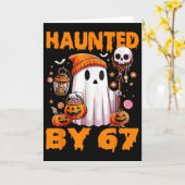 怖い六七 6 7 ミーム 67 スケルトンの手 ハロウィン カード (黄色い花)
