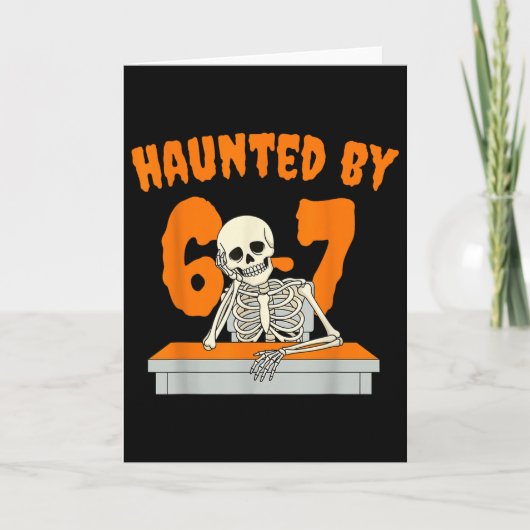 怖い六七 6 7 ミーム 67 スケルトンの手 ハロウィン カード (正面)
