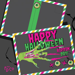 怖い可愛いおもしろいゾンビハッピーハローウィンXOXO! シーズンポストカード