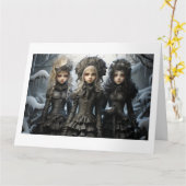 怖い可愛いグループポップ・アートの超現実的な女の子グリーティングカード カード (黄色い花)