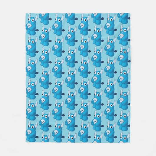 怖い可愛い鬼スカル フリースブランケット (正面)