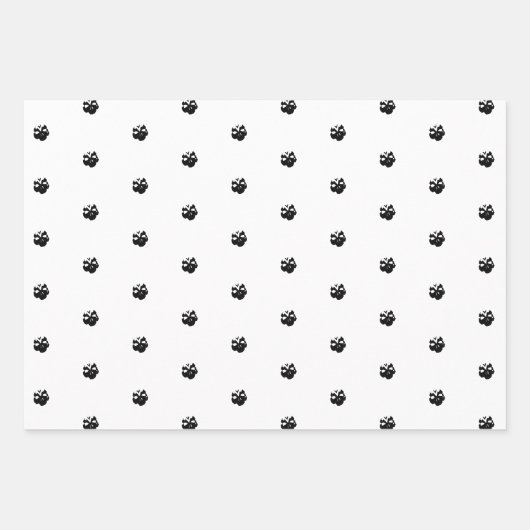 怖い可愛い黒オレンジの白いスカルハロウィーン ラッピングペーパーシート (正面2)