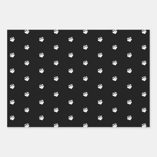怖い可愛い黒オレンジの白いスカルハロウィーン ラッピングペーパーシート (正面)