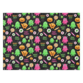 「怖い可愛い」モンスターとハロウィンおもしろいシームレス テーブルクロス (正面(横))