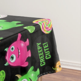 「怖い可愛い」モンスターとハロウィンおもしろいシームレス テーブルクロス