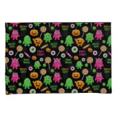 「怖い可愛い」モンスターとハロウィンおもしろいシームレス 枕カバー (正面右)