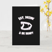 怖い吸血鬼のミニマルスタイル「食べて飲んで怖がれ」 カード (黄色い花)