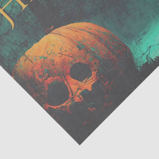 怖い墓地と彫られたカボチャのハロウィーン 薄葉紙 (詳細)