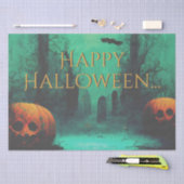 怖い墓地と彫られたカボチャのハロウィーン 薄葉紙 (クラフト)