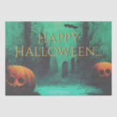 怖い墓地と彫られたカボチャのハロウィーン 薄葉紙 (正面)