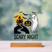 怖い夜 ハロウィン お化け屋敷 ゴースト デザイン 1 アクリルサイン (ニュートラル)