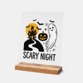 怖い夜 ハロウィン お化け屋敷 ゴースト デザイン 1 アクリルサイン (傾斜)