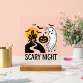 怖い夜 ハロウィン お化け屋敷 ゴースト デザイン 1 アクリルサイン (ウェディング)