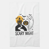 怖い夜 ハロウィン お化け屋敷 ゴースト デザイン 1 キッチンタオル (縦)