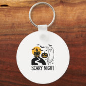 怖い夜 ハロウィン お化け屋敷 ゴースト デザイン 1 キーホルダー (正面)