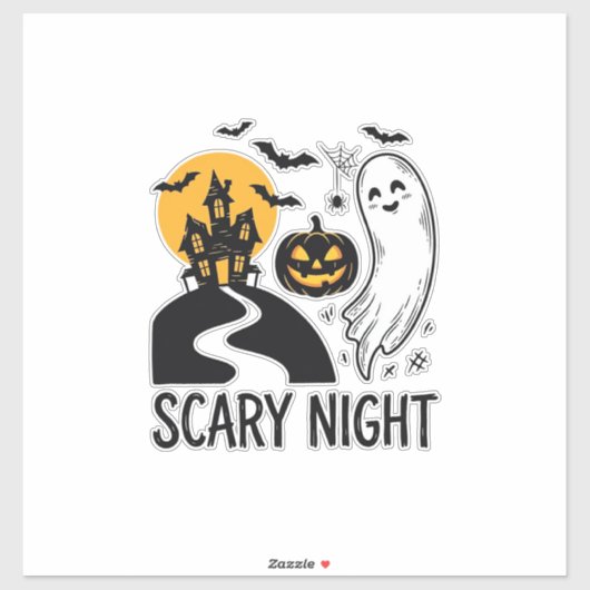 怖い夜 ハロウィン お化け屋敷 ゴースト デザイン 1 シール (シート)