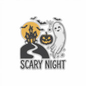 怖い夜 ハロウィン お化け屋敷 ゴースト デザイン 1 シール (正面)