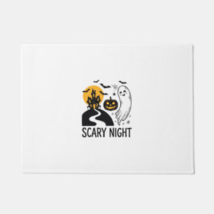 怖い夜 ハロウィン お化け屋敷 ゴースト デザイン 1 ドアマット