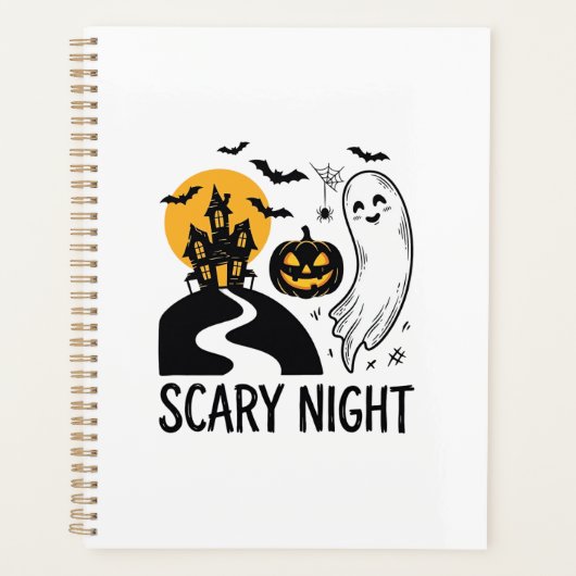 怖い夜 ハロウィン お化け屋敷 ゴースト デザイン 1 プランナー手帳 (正面)