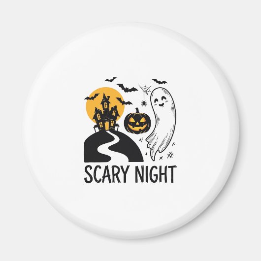 怖い夜 ハロウィン お化け屋敷 ゴースト デザイン 1 マグネット (正面)