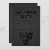 怖い大人ハローウィンパーティデーモンガルゴイル 招待状 (正面/裏面)