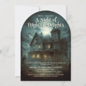 怖い大人向けの不気味なホラー ハウス ハロウィンパーティー 招待状 (正面)