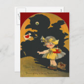 怖い女の子の子犬モンスターバレンタイン シーズンポストカード (正面/裏面)