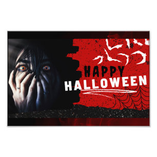 怖い女性ハロウィンホラーポスター フォトプリント